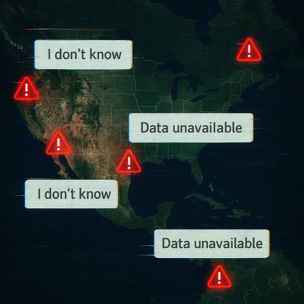 Map showing data unavailability